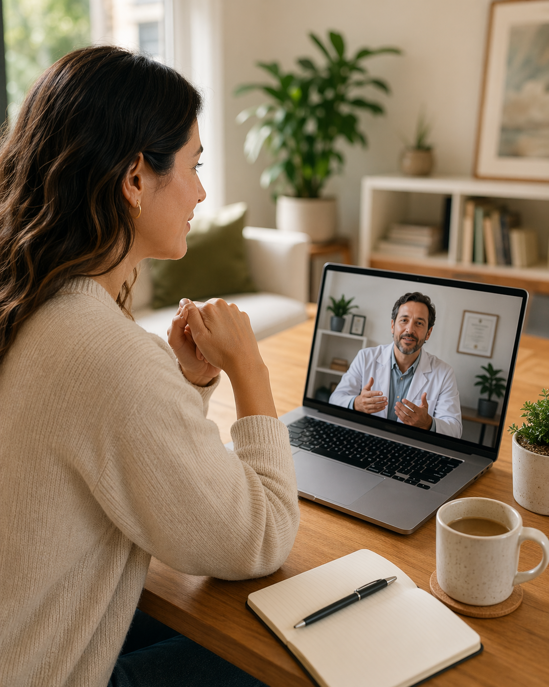 Paciente en consulta médica remota