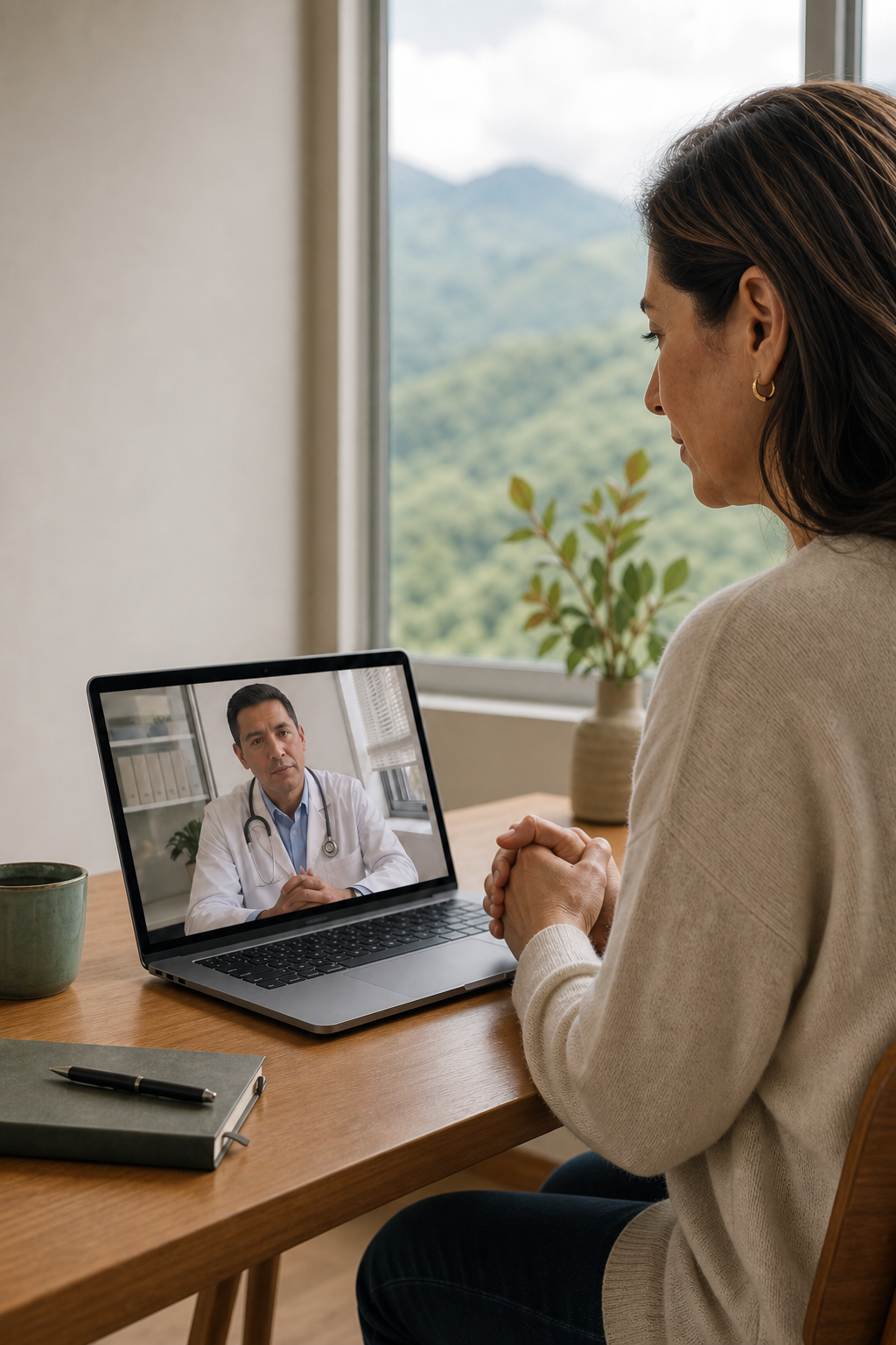 Paciente durante una consulta médica por telemedicina